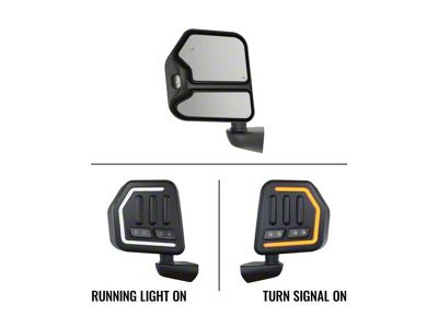 Boost Auto Parts Trail Mirrors with Switchback White Running Light and Amber Sequential Turn Signal (18-25 Jeep Wrangler JL)