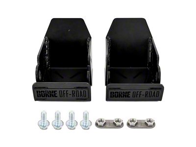 Borne Off-Road Rear Shock Skid Plates; Black (21-25 Bronco)