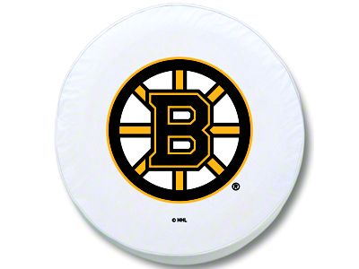 Boston Bruins Spare Tire Cover; White (66-18 Jeep CJ5, CJ7, Wrangler YJ, TJ & JK)