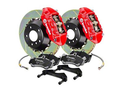 Brembo GT Series 4-Piston Rear Big Brake Kit with 15-Inch 2-Piece Type 1 Slotted Rotors; Red Calipers (20-25 Jeep Gladiator JT)