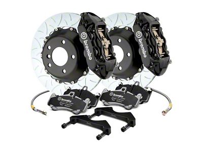 Brembo GT Series 4-Piston Rear Big Brake Kit with 15-Inch 2-Piece Type 3 Slotted Rotors; Black Calipers (20-25 Jeep Gladiator JT)