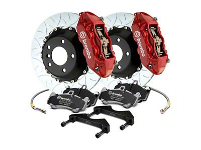 Brembo GT Series 4-Piston Rear Big Brake Kit with 15-Inch 2-Piece Type 3 Slotted Rotors; Red Calipers (20-25 Jeep Gladiator JT)