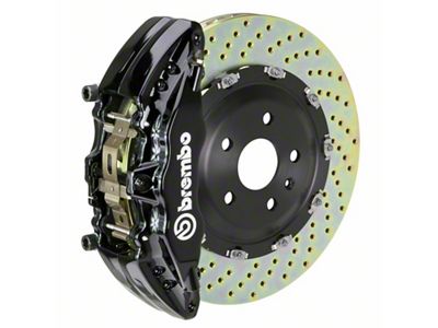 Brembo GT Series 6-Piston Front Big Brake Kit with 15-Inch 2-Piece Cross Drilled Rotors; Black Calipers (20-25 Jeep Gladiator JT)