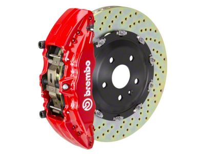 Brembo GT Series 6-Piston Front Big Brake Kit with 15-Inch 2-Piece Cross Drilled Rotors; Red Calipers (20-25 Jeep Gladiator JT)