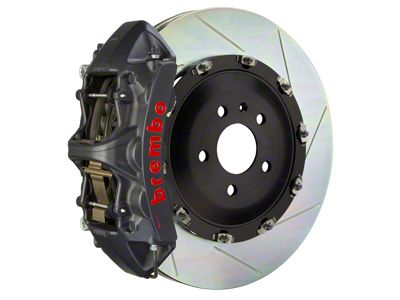 Brembo GT-S Series 6-Piston Front Big Brake Kit with 14.40-Inch 2-Piece Type 1 Slotted Rotors; Black Hard Anodized Calipers (07-18 Jeep Wrangler JK)