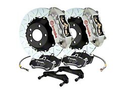 Brembo GT Series 4-Piston Rear Big Brake Kit with 15-Inch 2-Piece Type 3 Slotted Rotors; Silver Calipers (18-26 Jeep Wrangler JL)