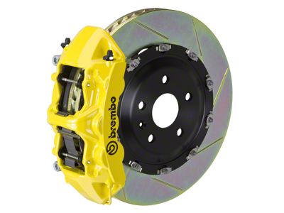 Brembo GT Series 6-Piston Front Big Brake Kit with 15-Inch 2-Piece Type 1 Slotted Rotors; Yellow Calipers (07-18 Jeep Wrangler JK)