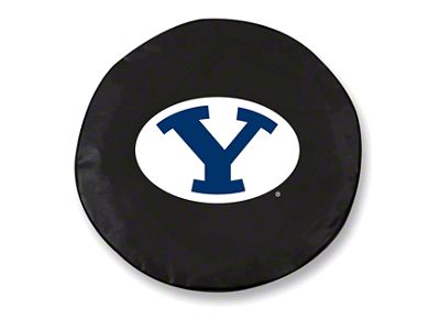 Brigham Young Spare Tire Cover; Black (66-18 Jeep CJ5, CJ7, Wrangler YJ, TJ & JK)