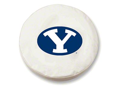 Brigham Young Spare Tire Cover; White (66-18 Jeep CJ5, CJ7, Wrangler YJ, TJ & JK)
