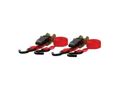 10-Foot Cargo Straps with S-Hooks; Red; 500 lb.; Pair