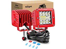3-Inch Triple Row LED Cube Lights with Red Shell; Flood/Spot Combo (Universal; Some Adaptation May Be Required)