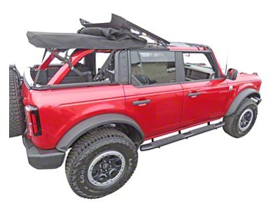4-Inch Oval 4X Series Side Step Bars; Textured Matte Black (21-25 Bronco 4-Door)