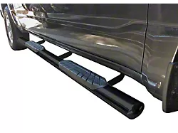 4-Inch Straight Oval Side Step Bars; Rocker Mount; Semi-Gloss Black (21-25 Bronco 4-Door w/o Factory Rock Rails)