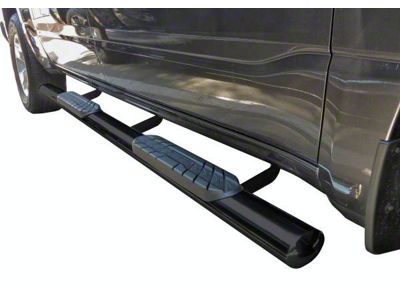 4-Inch Straight Oval Side Step Bars; Rocker Mount; Semi-Gloss Black (21-25 Bronco 4-Door w/o Factory Rock Rails)