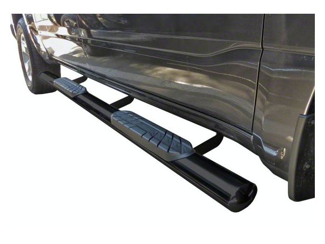 Bronco 4-Inch Straight Oval Side Step Bars; Rocker Mount; Semi-Gloss ...