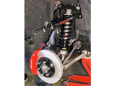 APB 4-Piston Front Big Brake Kit with 14-Inch Slotted Rotors; Red Calipers (21-25 Bronco, Excluding Raptor)