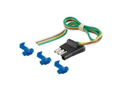 4-Way Flat Connector Plug and Socket with 12-Inch Wiring and Hardware; Trailer Side