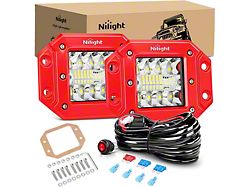 4.80-Inch Flush Mount LED Pod Lights with Red Shell; Flood/Spot Combo (Universal; Some Adaptation May Be Required)