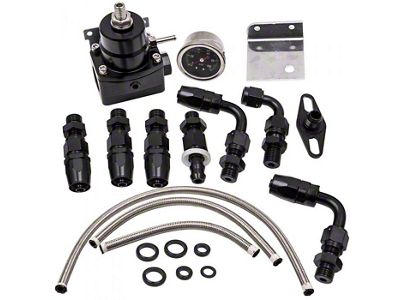 Adjustable Fuel Pressure Regulator Kit; -6AN; 0-100 PSI; Black (Universal; Some Adaptation May Be Required)