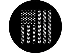 American Flag Tire Tracks Spare Tire Cover with Camera Cutout; Black (21-25 Bronco)