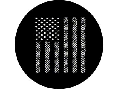 American Flag Tire Tracks Spare Tire Cover with Camera Cutout; Black (21-25 Bronco)