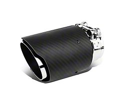 Angled Cut Round Exhaust Tip; 3.60-Inch; Carbon Fiber (Fits 2.40-Inch Tailpipe)