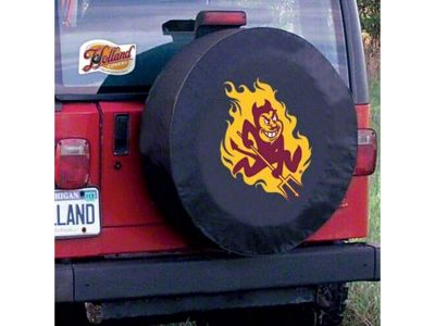 Arizona State Spare Tire Cover with Camera Port; Black (21-25 Bronco)