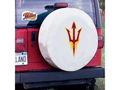 Arizona State University Pitchfork Spare Tire Cover with Camera Port; White (21-25 Bronco)