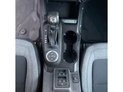 Automatic Transmission Center Console Accent Trim; Raw Carbon Fiber (21-25 Bronco w/ Automatic Transmission)