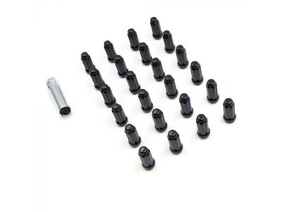 Black 6-Spline Lug Nut Kit; 14mm x 1.5; Set of 24 (22-25 Bronco Raptor)