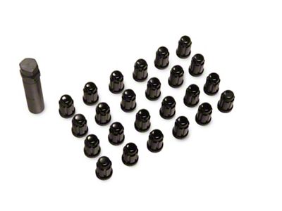 Black Closed End Spline Lug Nuts; M12 x 1.5; Set of 24 (21-25 Bronco, Excluding Raptor)