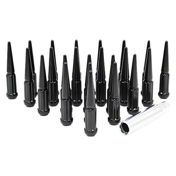 Bronco Black Spike Lug Nut Kit; 14mm x 1.5; Set of 24 (22-25