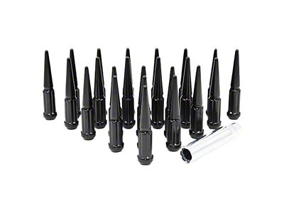 Black Spike Lug Nut Kit; 12mm x 1.5; Set of 24 (21-25 Bronco, Excluding Raptor)