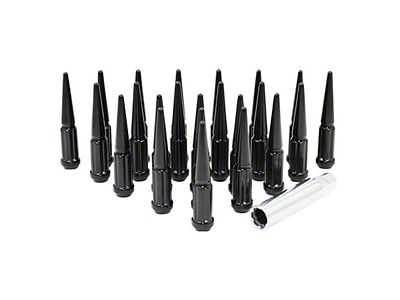 Black Spike Lug Nut Kit; 14mm x 1.5; Set of 24 (22-25 Bronco Raptor)