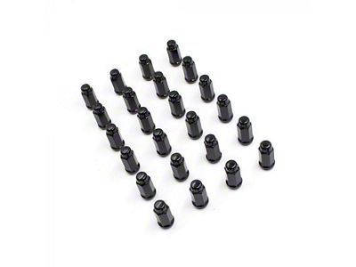 Black XL Acorn Lug Nut Kit; 14mm x 1.5; Set of 24 (22-25 Bronco Raptor)