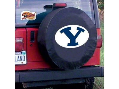 Brigham Young Spare Tire Cover with Camera Port; Black (21-25 Bronco)