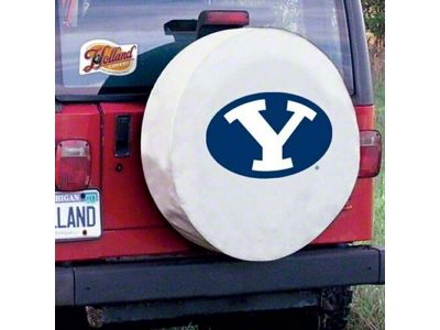 Brigham Young Spare Tire Cover with Camera Port; White (21-25 Bronco)