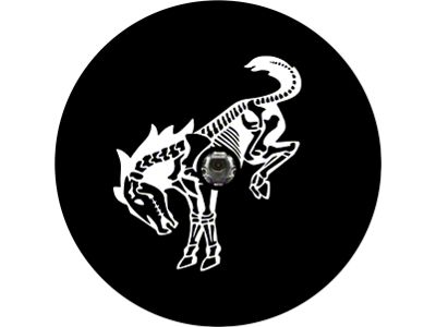 Bronco Horse Skeleton Spare Tire Cover with Camera Cutout; Black (21-25 Bronco)