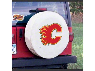 Calgary Flames Spare Tire Cover with Camera Port; White (21-25 Bronco)