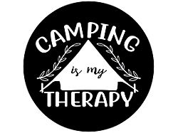 Camping is my Therapy Spare Tire Cover with Camera Cutout; Black (21-25 Bronco)