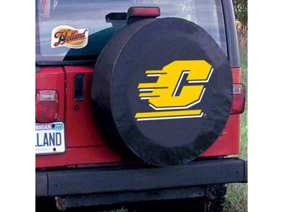 Central Michigan University Spare Tire Cover with Camera Port; Black (21-25 Bronco)