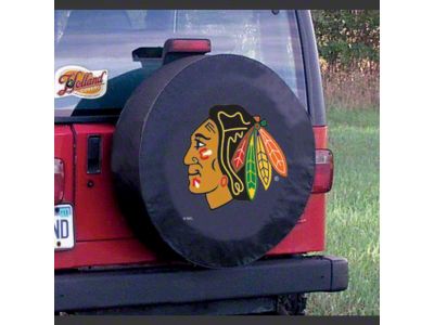 Chicago Blackhawks Spare Tire Cover with Camera Port; Black (21-25 Bronco)