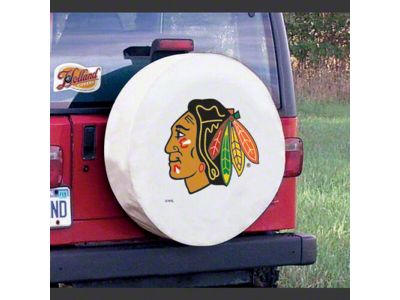 Chicago Blackhawks Spare Tire Cover with Camera Port; White (21-25 Bronco)