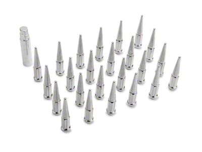 Chrome Spike Lug Nut Kit; 14mm x 1.5; Set of 24 (22-25 Bronco Raptor)