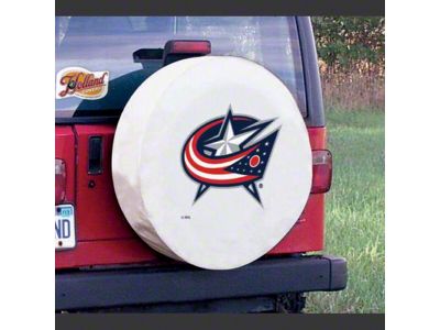 Columbus Blue Jackets Spare Tire Cover with Camera Port; White (21-25 Bronco)
