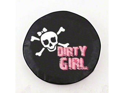 Dirty Girl with Skull Spare Tire Cover with Camera Port; Black (21-25 Bronco)