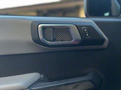 Door Latch Inserts; Domed Carbon Fiber (21-25 Bronco 4-Door)