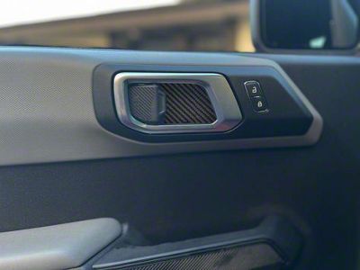 Door Latch Inserts; Raw Carbon Fiber (21-25 Bronco 4-Door)