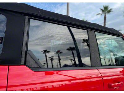 Door Pillar Accent Trim; Domed Carbon Fiber (21-25 Bronco)