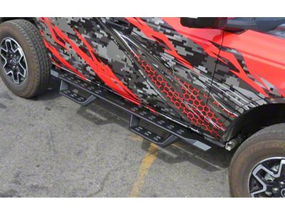Drop Style Door to Door Nerf Side Step Bars; Black (21-25 Bronco 4-Door)